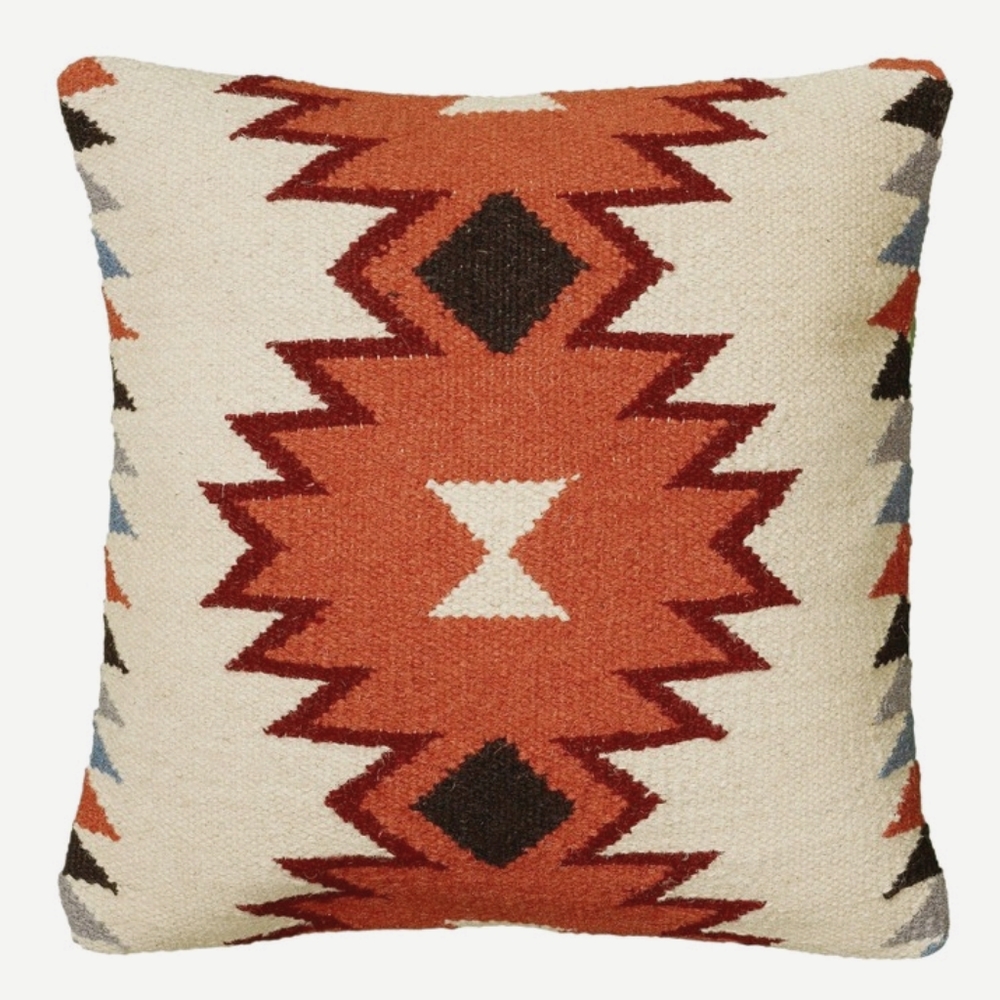 Rizzy Home NEW Handcrafted Southwestern Wool Square Pillow 18" x 18"